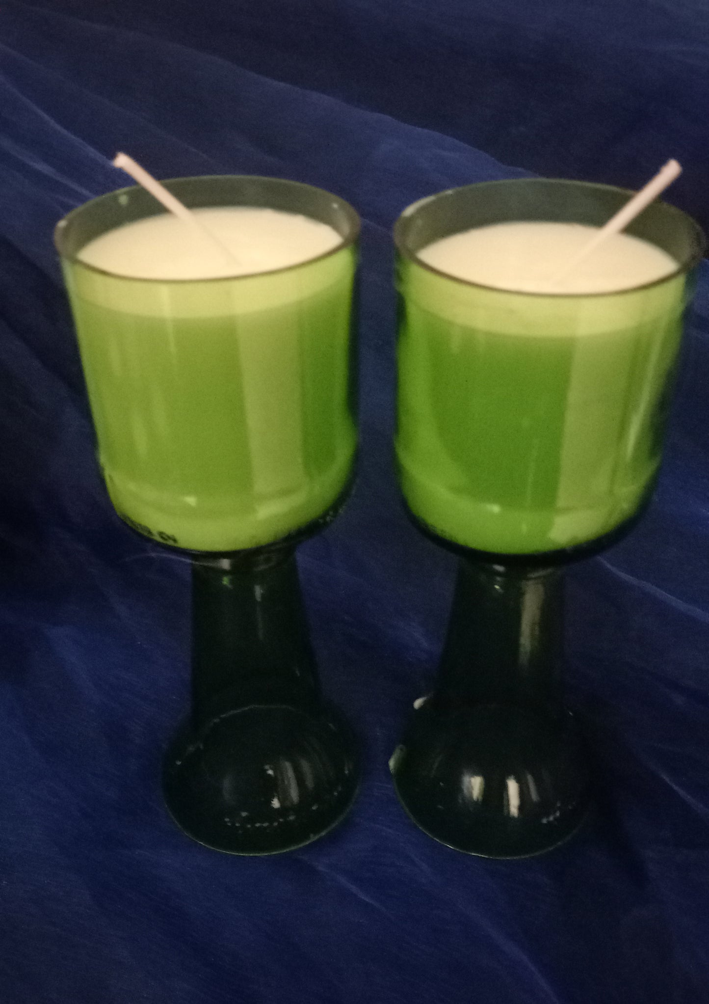 Green Paired Glass Candle Holders
